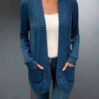 Cardigan Donna Elegante a Tinta unita con Tasche
