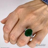 ANELLO ORO 18kt. DIAMANTI E SMERALDO CERT. 7,10