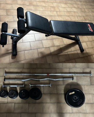 Panca, bilancieri e dischi per un homegym