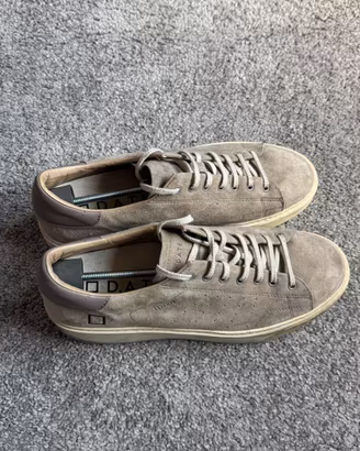 Sneakers D.A.T.E Levante beige in pelle scmosciata