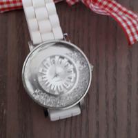 Orologio bianco con strass nterne cinturino bianco