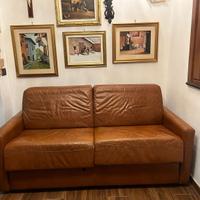Divano letto tre posti vera pelle