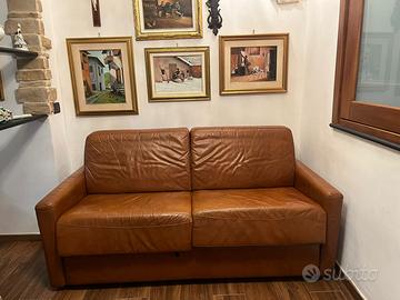 Divano letto tre posti vera pelle