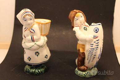 Coppia statuine Aluminia 1940 firmate JUS