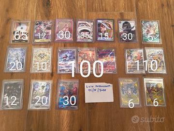 Carte One piece e Pokémon 