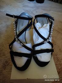 Sandali Nero Giardini 38  tacco 10 neri con strass