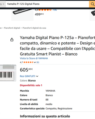 Yamaha P-125 Digital Piano