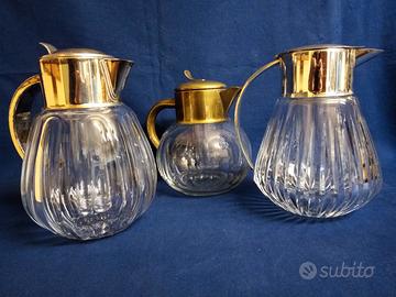 Lotto 3 grandi brocche vetro bevande ghiaccio