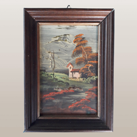 olio su rame paesaggio con cornice artigianale