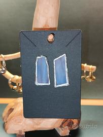 Orecchini artigianali blu e argento