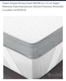 Topper 90x200 Memory Foam da h 7,5 cm