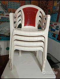 scab set 4 poltrone bicolore rosso e bianco 