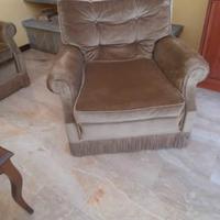 Divano e poltrona Vintage in velluto anni '60