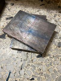 Due piastre in alluminio, porta cliché tipografici