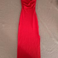 Abito Lungo Rosso con Spacco Nuovo Taglia XS