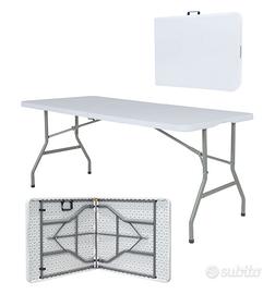 Tavolo Pieghevole Da Giardino 180 Cm Bianco