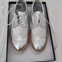 Hogan scarpe stringate argentate