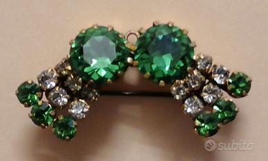Spilla Vintage Art Déco Bigiotteria Pietre Verde f