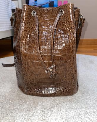 Borsa secchiello vintage coccodrillo Brasilia