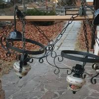 lampadario ferro e ceramica