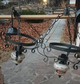 lampadario ferro e ceramica