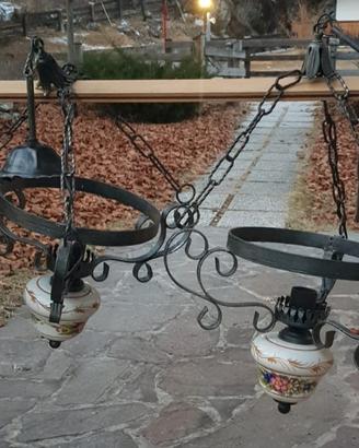 lampadario ferro e ceramica