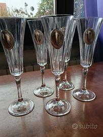 Bicchieri cristallo e placca d'argento