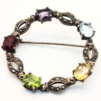 Stupenda spilla Art Deco argento marcasite pietre