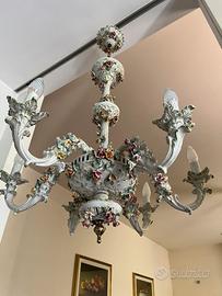 Lampadario ceramica Bassano 6 Luci fatto a mano