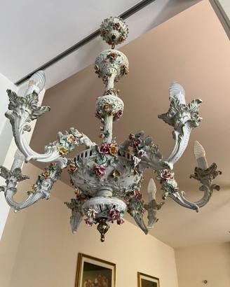 Lampadario ceramica Bassano 6 Luci fatto a mano
