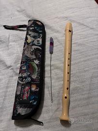 Flauto dolce soprano con custodia e scovolino