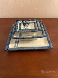 piatto e ciotole ceramica giapponese vintage blu