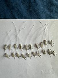 20 mosche da pesca artigianali - fatte a mano -