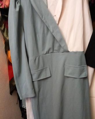 abito bicolore bianco e grigio/celeste