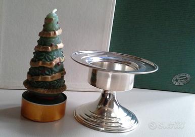 Portacandela in puro argento con candela e albero