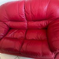 Divano 2 posti rosso in pelle - comodo