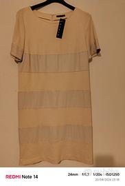 Abito tessuto con ecopelle Sisley