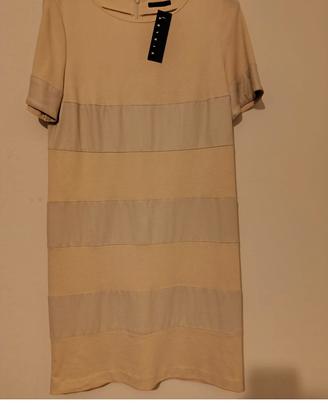 Abito tessuto con ecopelle Sisley