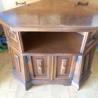 Mobile porta TV riviste liquori legno noce angolo