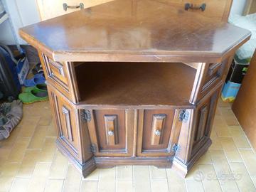 Mobile porta TV riviste liquori legno noce angolo