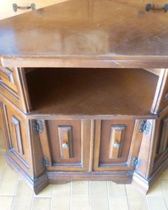 Mobile porta TV riviste liquori legno noce angolo