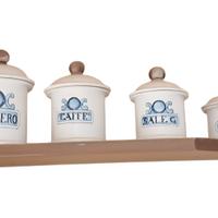 Barattoli Ornamentali Bianchi con pomello in Legno