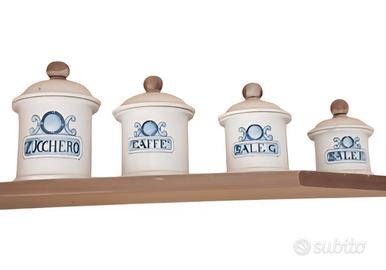 Barattoli Ornamentali Bianchi con pomello in Legno