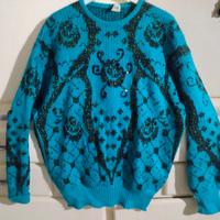 Maglione vintage anni 80 disegni lurex e paillette