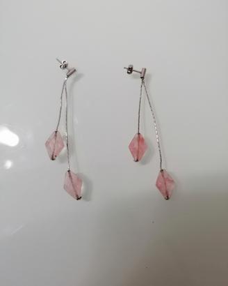 Orecchini in quarzo rosa
