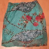 Gonna seta fantasia verde acqua