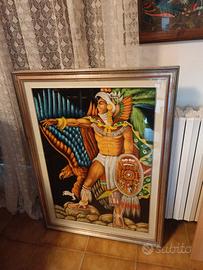  Quadro etnico azteco/maya grande con cornic