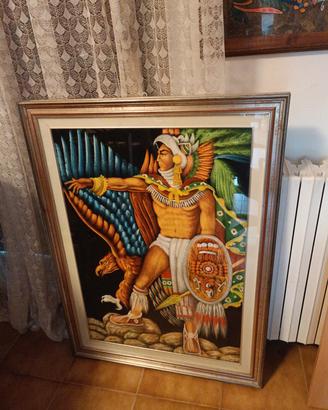  Quadro etnico azteco/maya grande con cornic