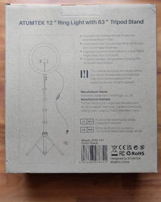 Luce ad anello con tripiede Atumtek 12" Ring Light