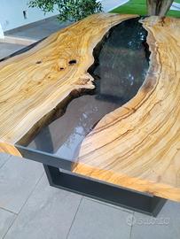 🌿 Tavoli artigianali in legno e resina 